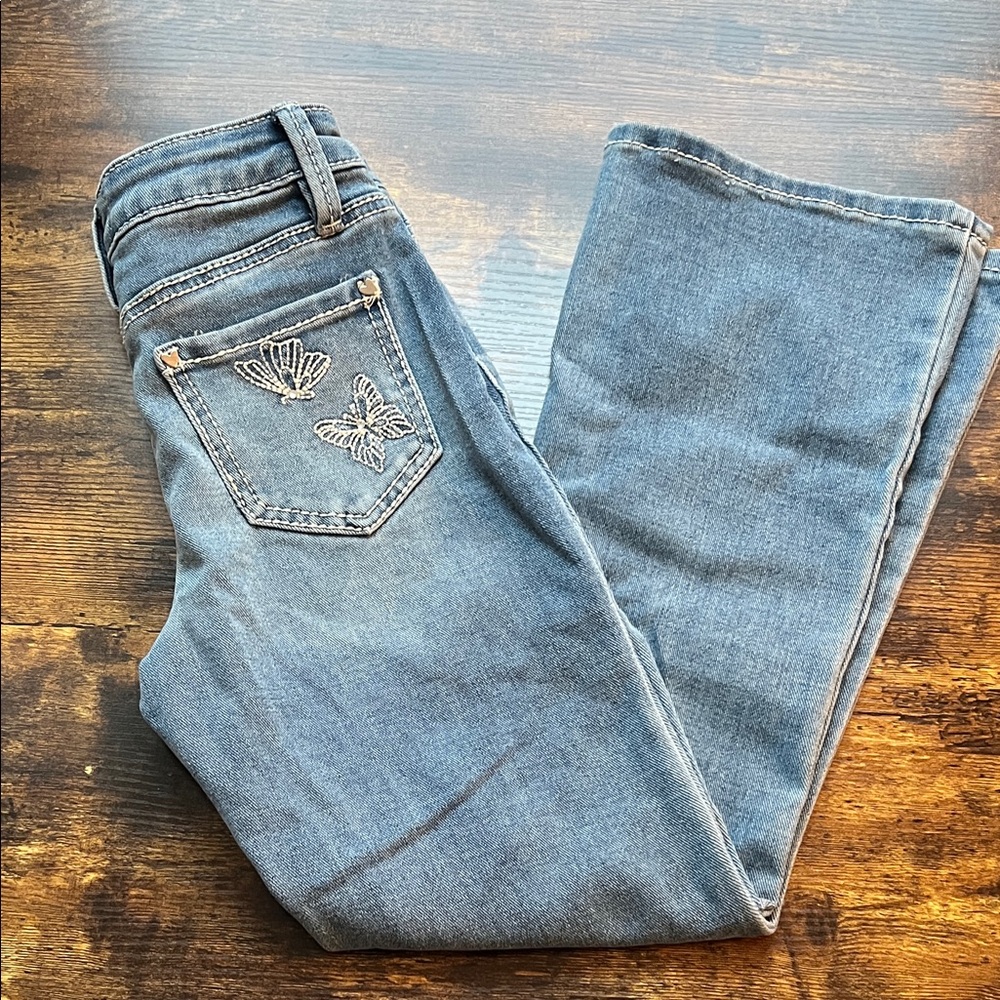 Girls Ymi Blue Jeans with Butterfly Embroidery